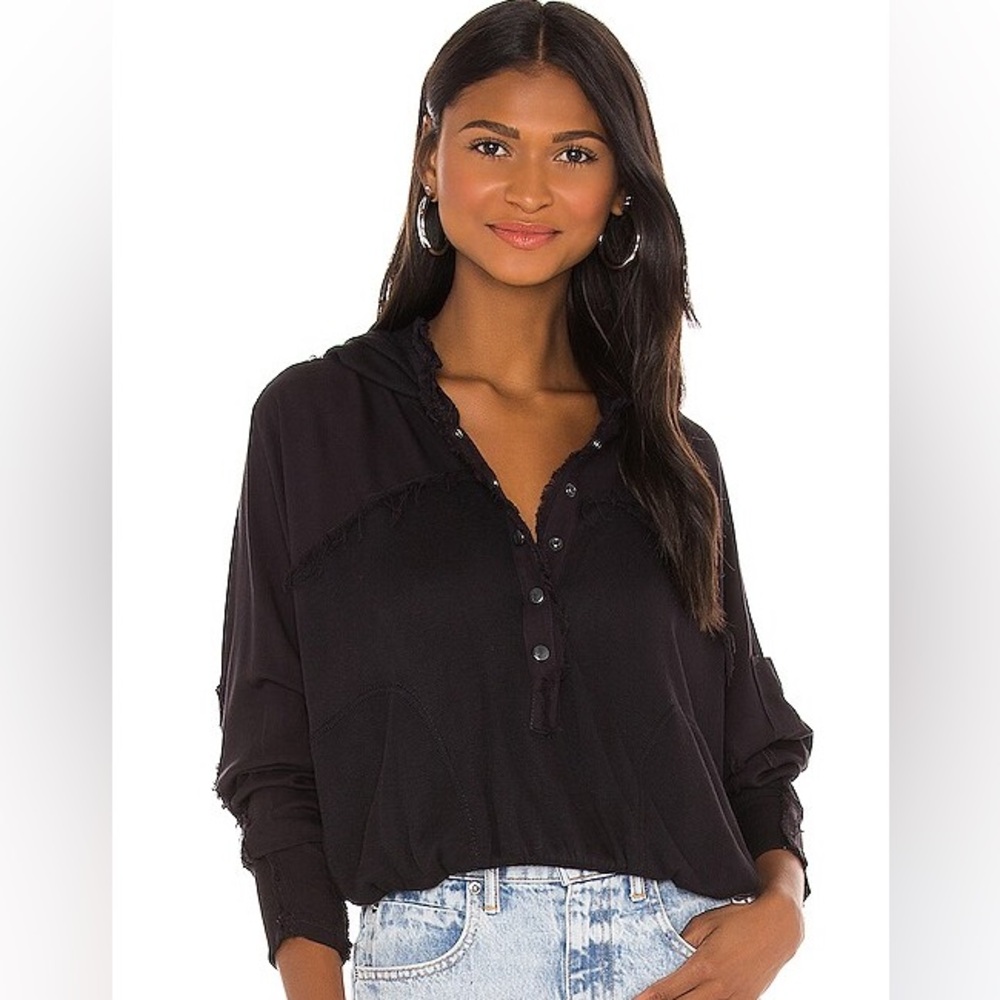 𝅺FP Movement by Free People Windy Meadow Hoodie in Black.  Size medium